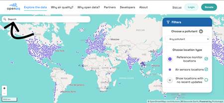 OpenAQ explorer map