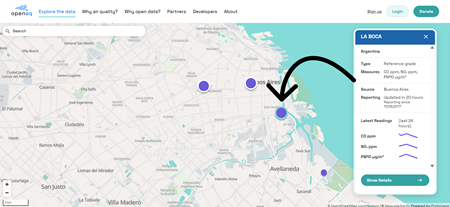 OpenAQ explorer map search
